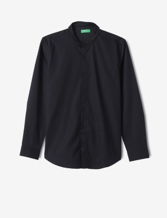 UCB black cotton plain shirt