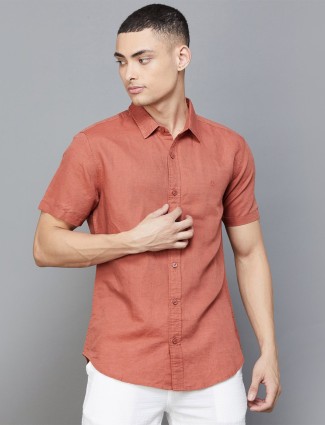 UCB brown half sleeve linen shirt