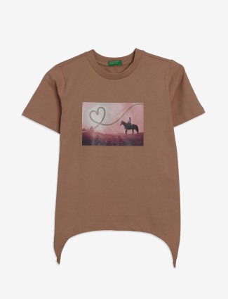 UCB cotton brown printed t-shirt