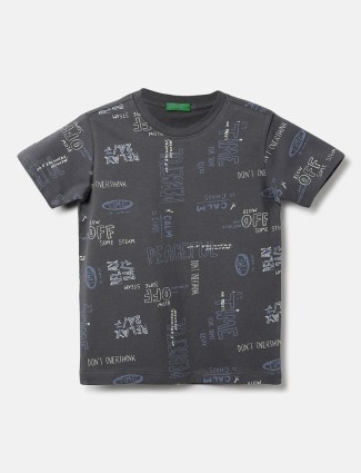 UCB dark grey cotton printed t shirt