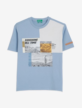 UCB light blue printed cotton t-shirt