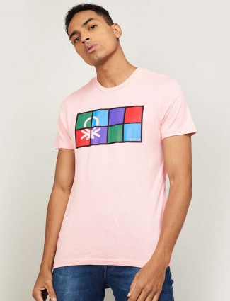 UCB light pink casual wear printed t-shirt
