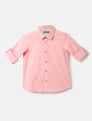 UCB light pink cotton full sleeve shirt