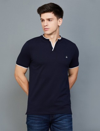 UCB navy plain half sleeve cotton t-shirt