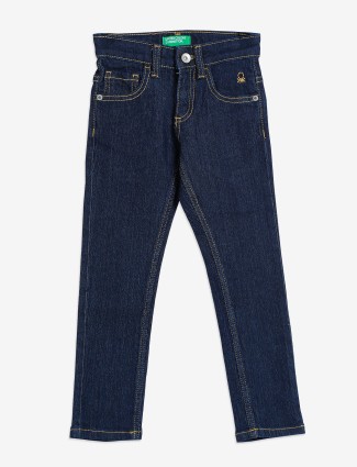 UCB navy solid slim fit jeans