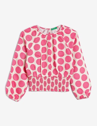 UCB off white and pink printed top