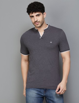UCB plain grey henley neck cotton t-shirt