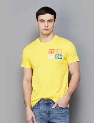 UCB printed cotton yellow t-shirt