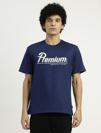 UCB printed pattern blue half sleeve cotton t-shirt