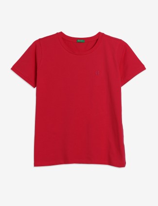 UCB red cotton plain t-shirt