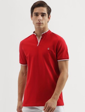 UCB red plain slim fit t shirt