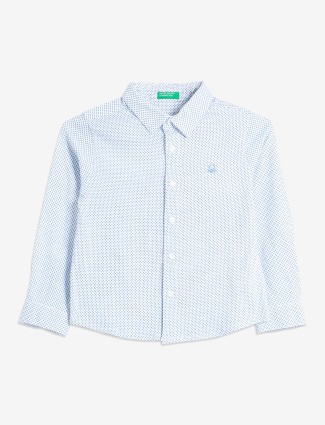 UCB sky blue cotton printed shirt