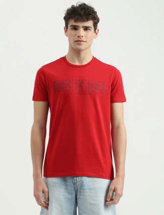 UCB unique red printed cotton t-shirt
