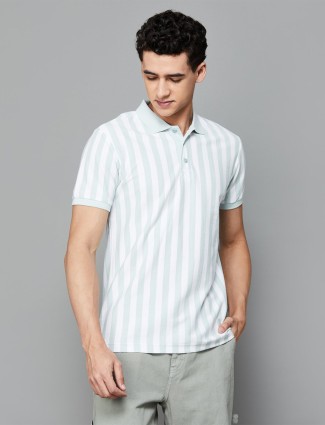 UCB white andlight blue stripe cotton t-shirt
