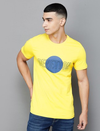 UCB yellow printed casual cotton t-shirt