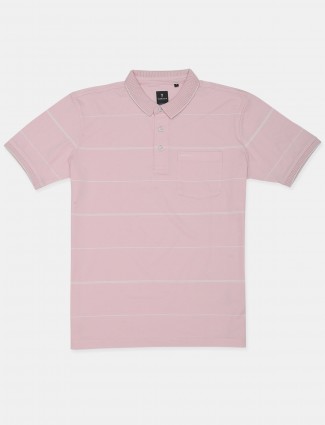 Van Hausen stripe style pink slim-fit casual t-shirt
