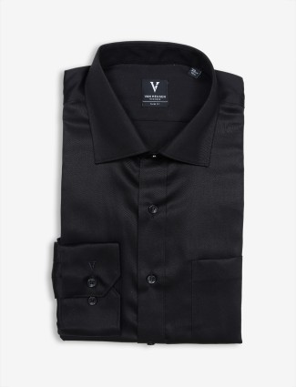 Van Heusen plain black cotton party shirt