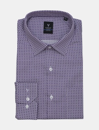 Van Heusen purple printed cotton formal shirt