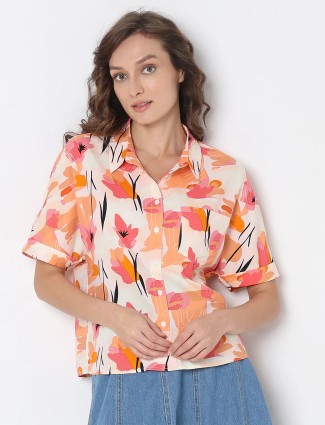 VERO MODA orange floral printed shirt