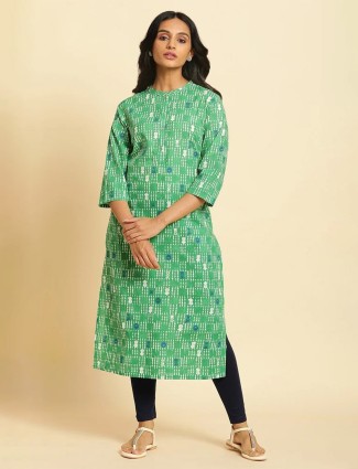 W green cotton printed kurti
