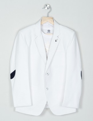 White color solid party wear boys blazer