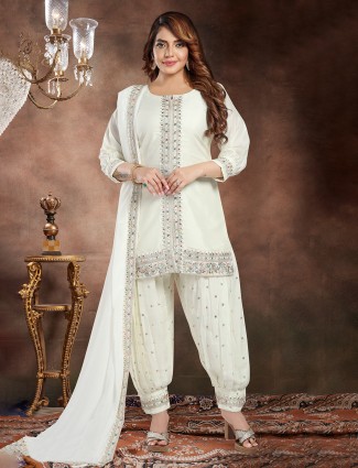 White dhoti suit with dupatta