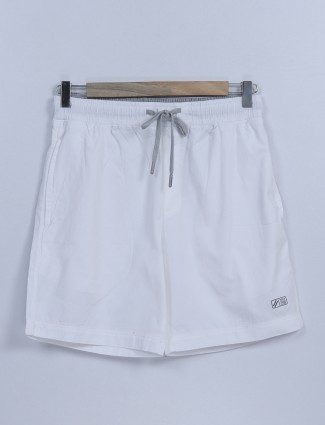 XN Replay cotton white plain shorts