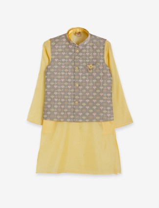 Yellow and grey silk waistcoat set