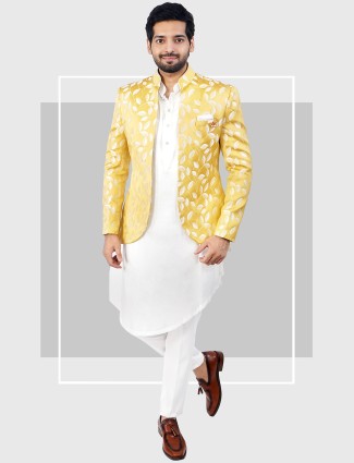 Buy KISAH Men Yellow Sherwani (Set of 2) online