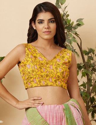 Yellow floral printed blouse