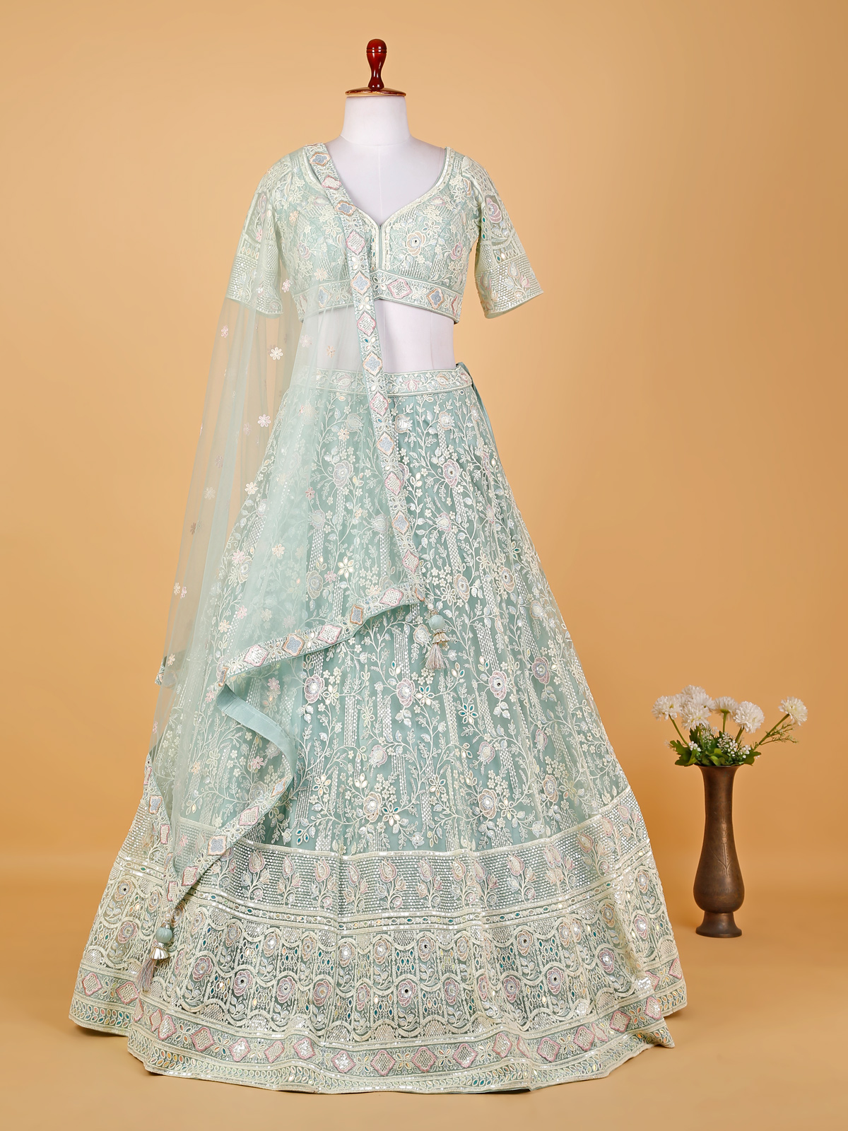Mint green bridal sale lehenga