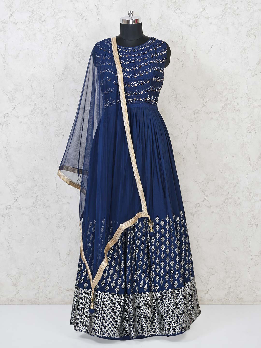 navy anarkali