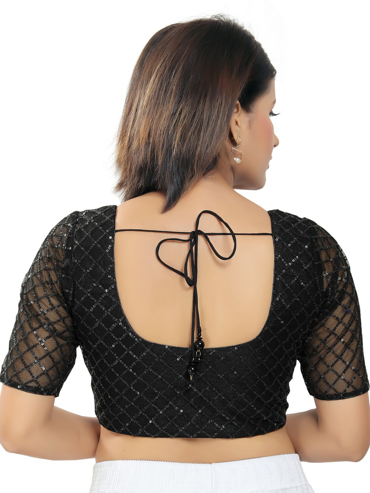Net fabric black hue designer blouse - G3-RB1304
