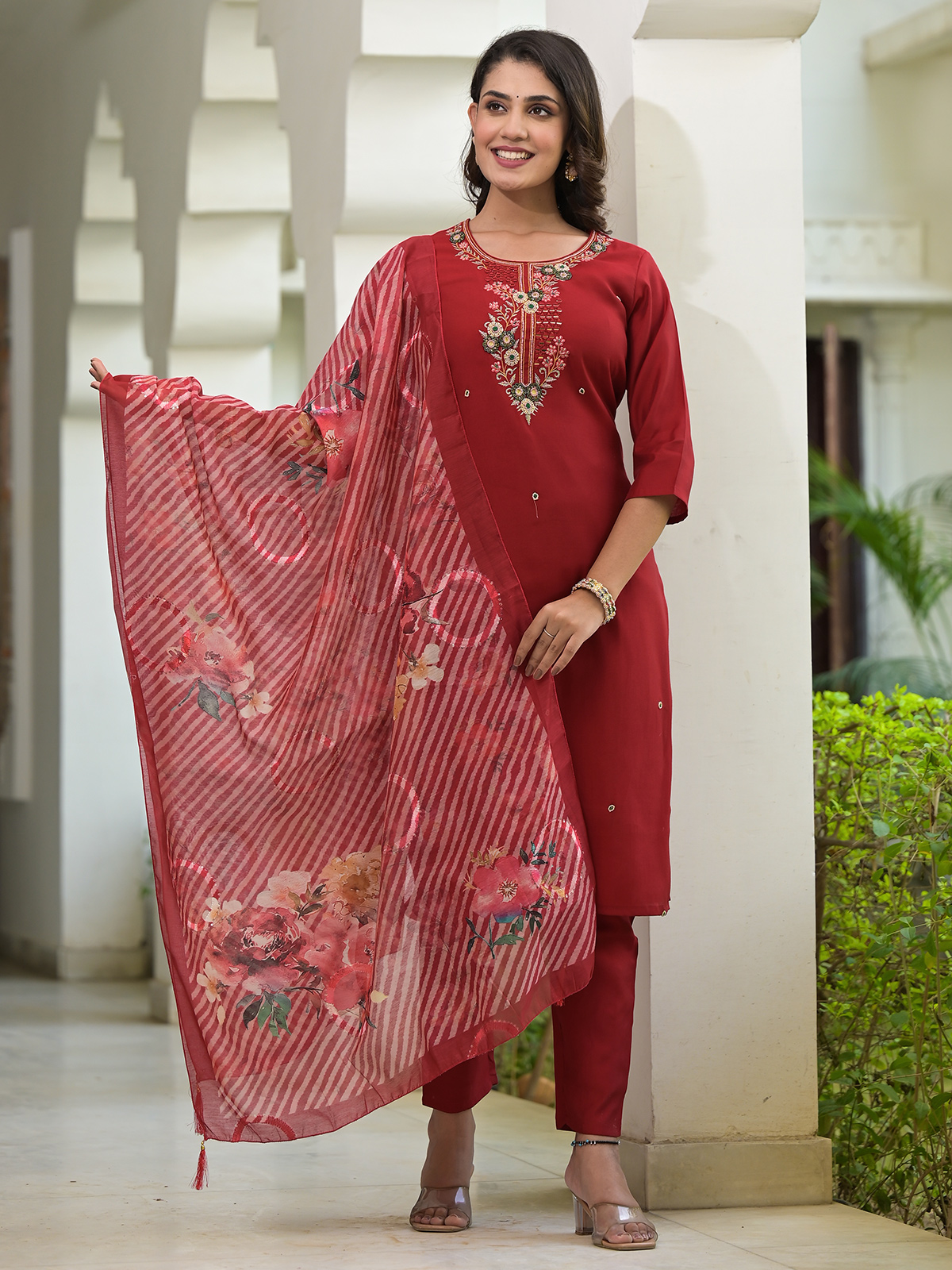 Maroon Colour Cotton Kurti With Beautiful Aari | Cotton kurtis online,  Embroidered kurti, Women