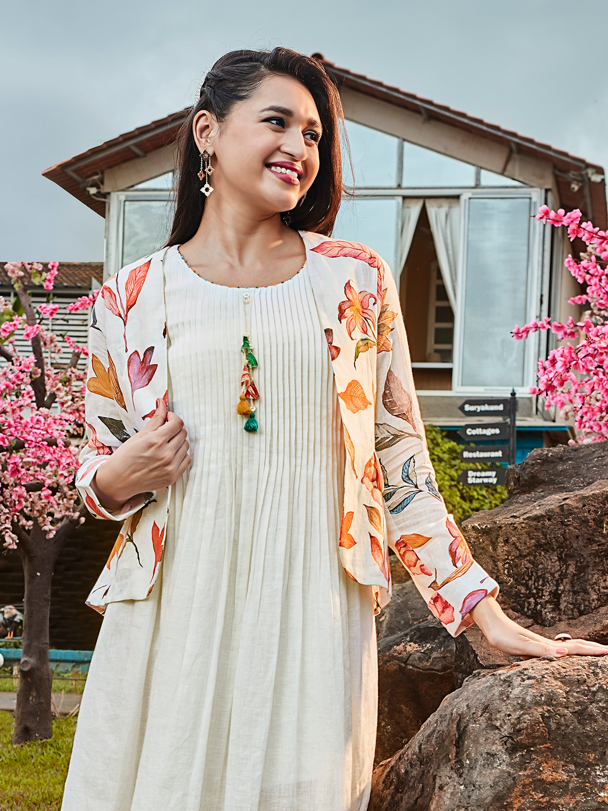 off white chanderi kurti set with pastel patchwork – The Indian Couture