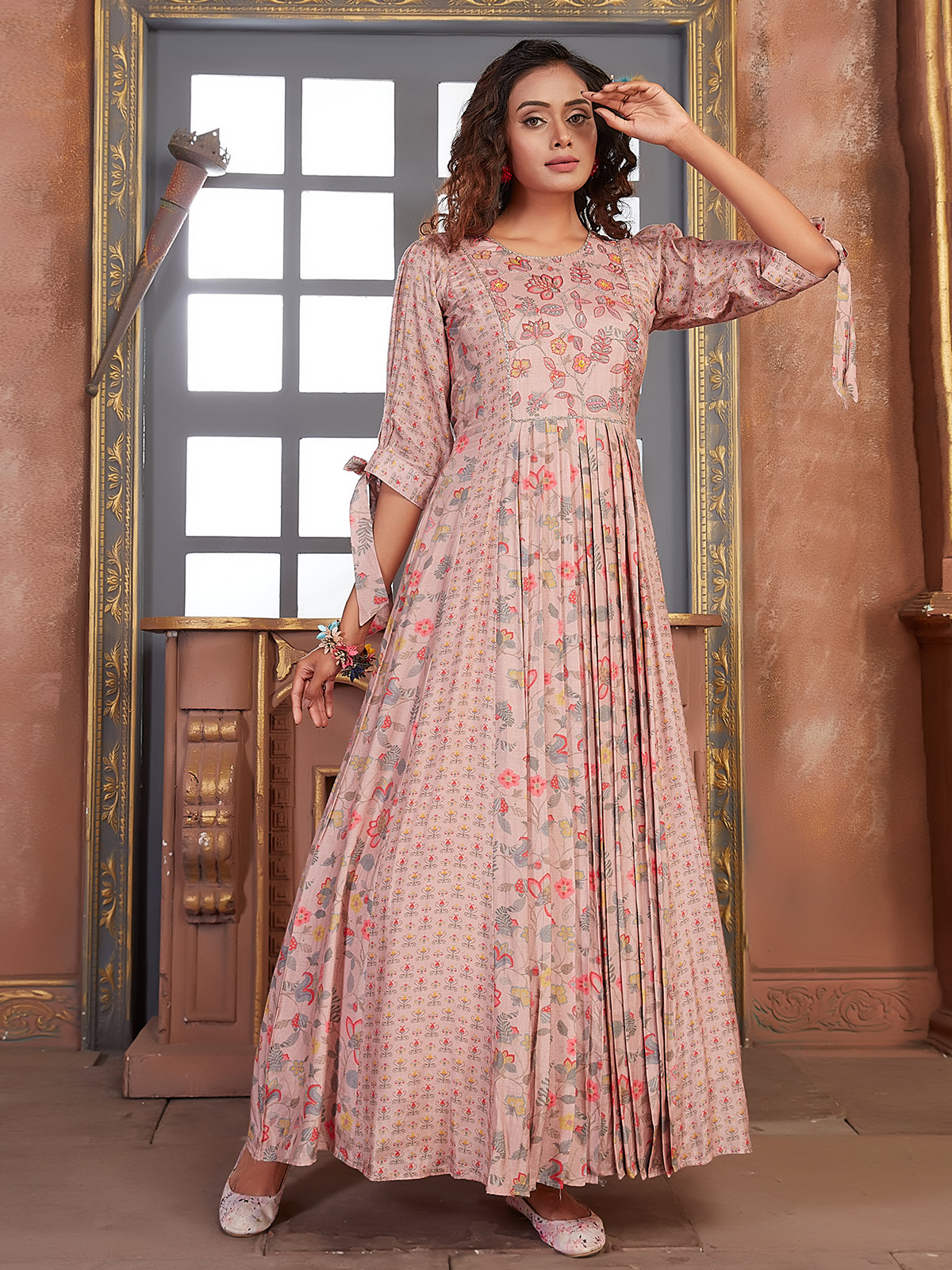 Order Women's Printed Full Long Gown Dress Kurti for Casual for Women and  Girls - BLUE Online From Manisukmi Fashion,jaipur
