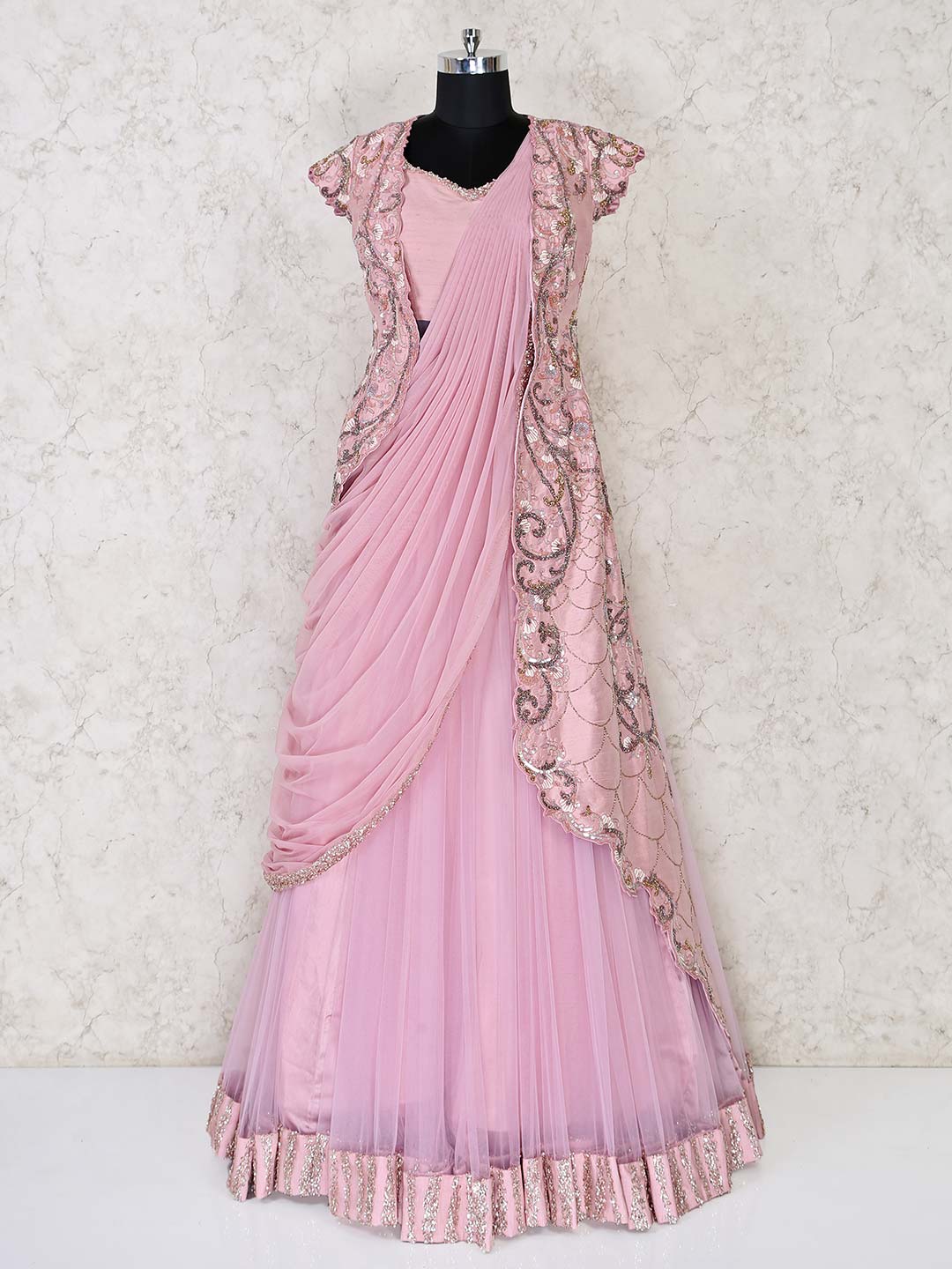 pink party wear gown