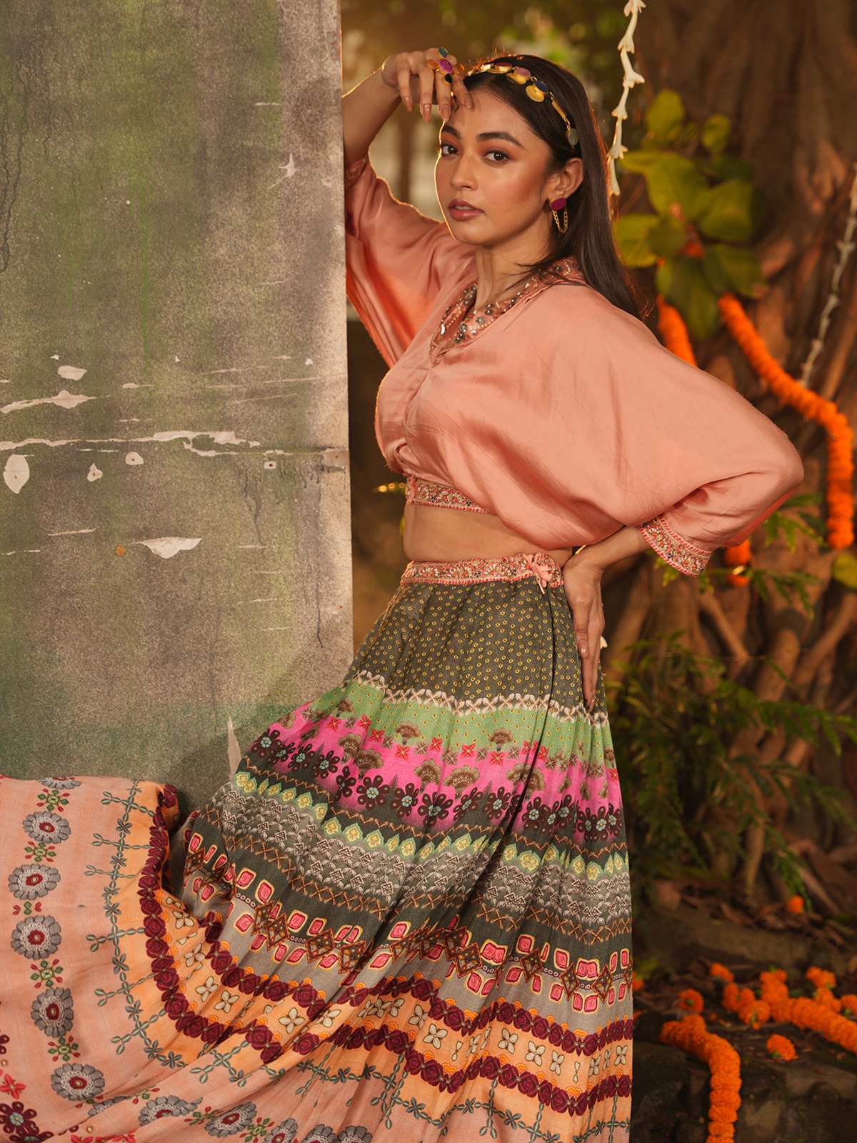 Cotton Bagru Print Crop Top Lehenga Choli With Mulmul Dupatta | Crop top  dress, Tops designs, Rajasthani lehenga