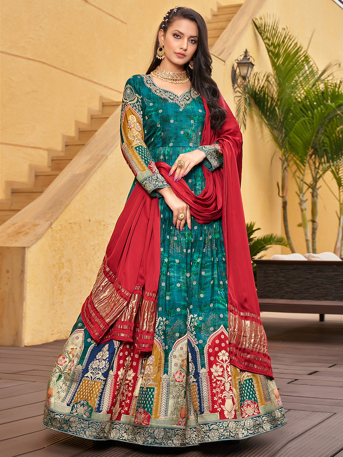 Turquoise Multi Embroidered Georgette Salwar Kameez | Clothes collection,  Pakistani salwar kameez designs, Salwar kameez