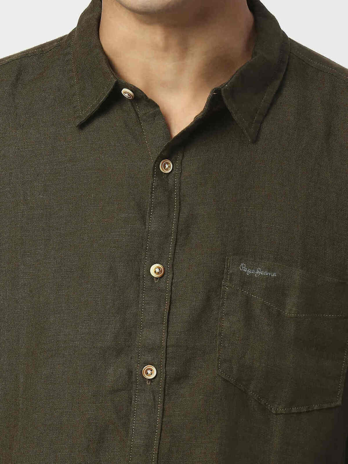 Pepe jeans olive green shirt discount