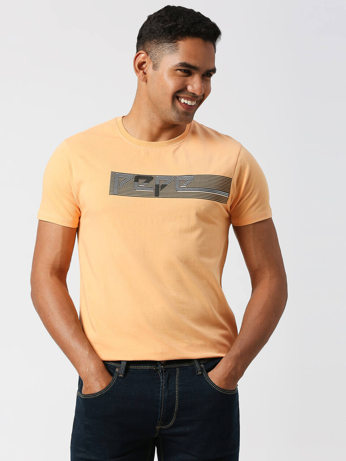 Pepe Jeans peach cotton printed t shirt - G3-MTS15607