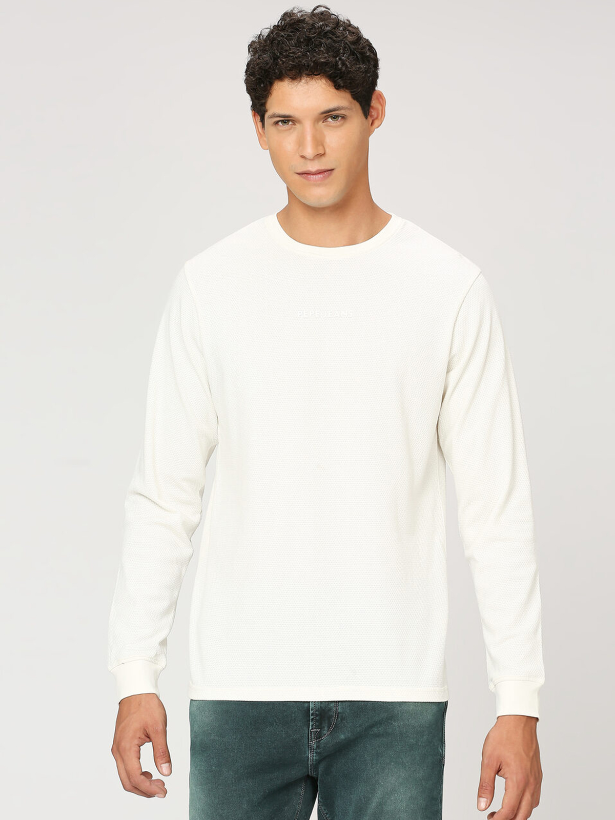 Pepe Jeans G3-MTS16615 t shirt knitted - white plain