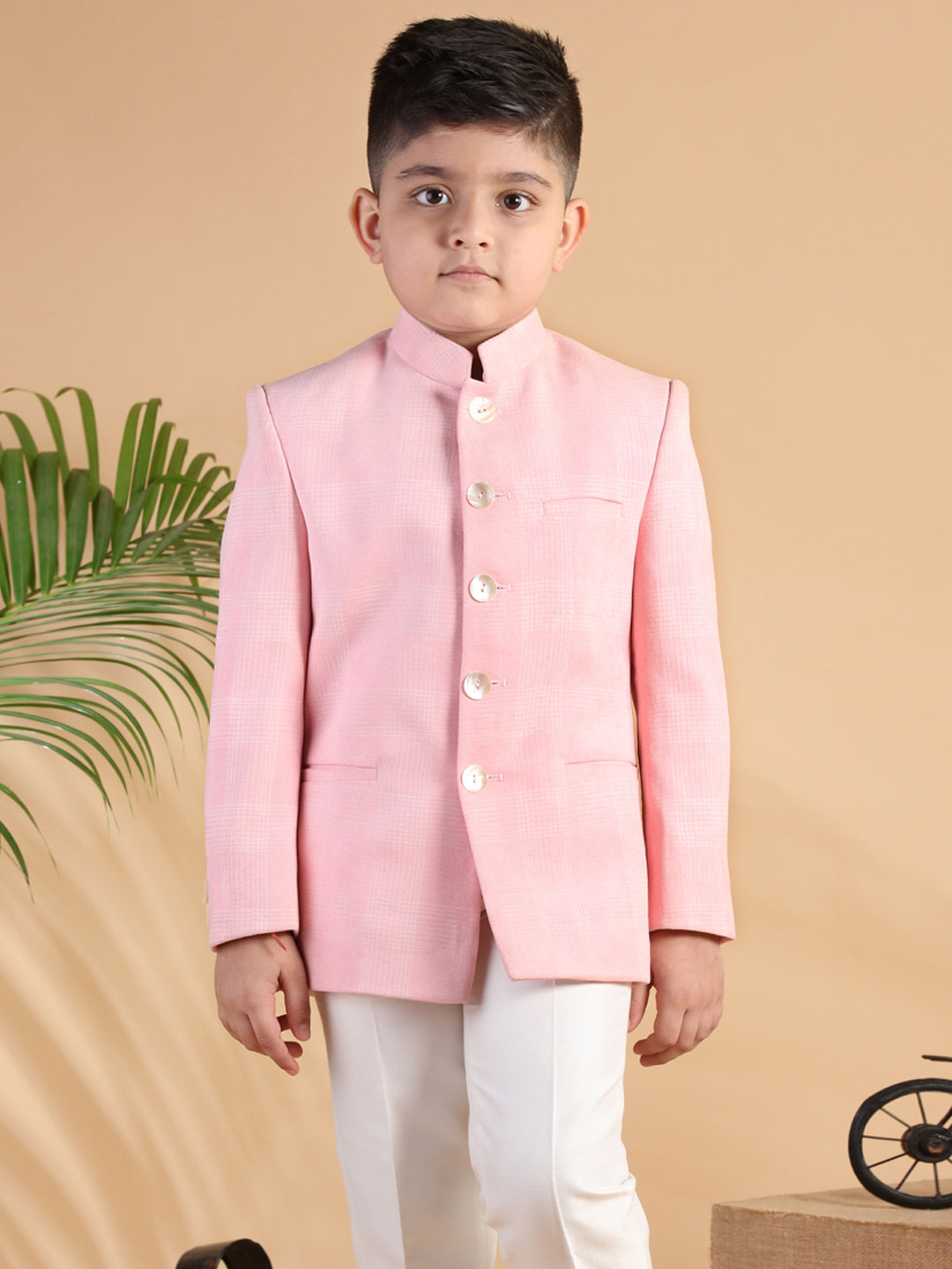 pink checks terry rayon jodhpuri boys coat suit 1629180629kkj 5133a pink