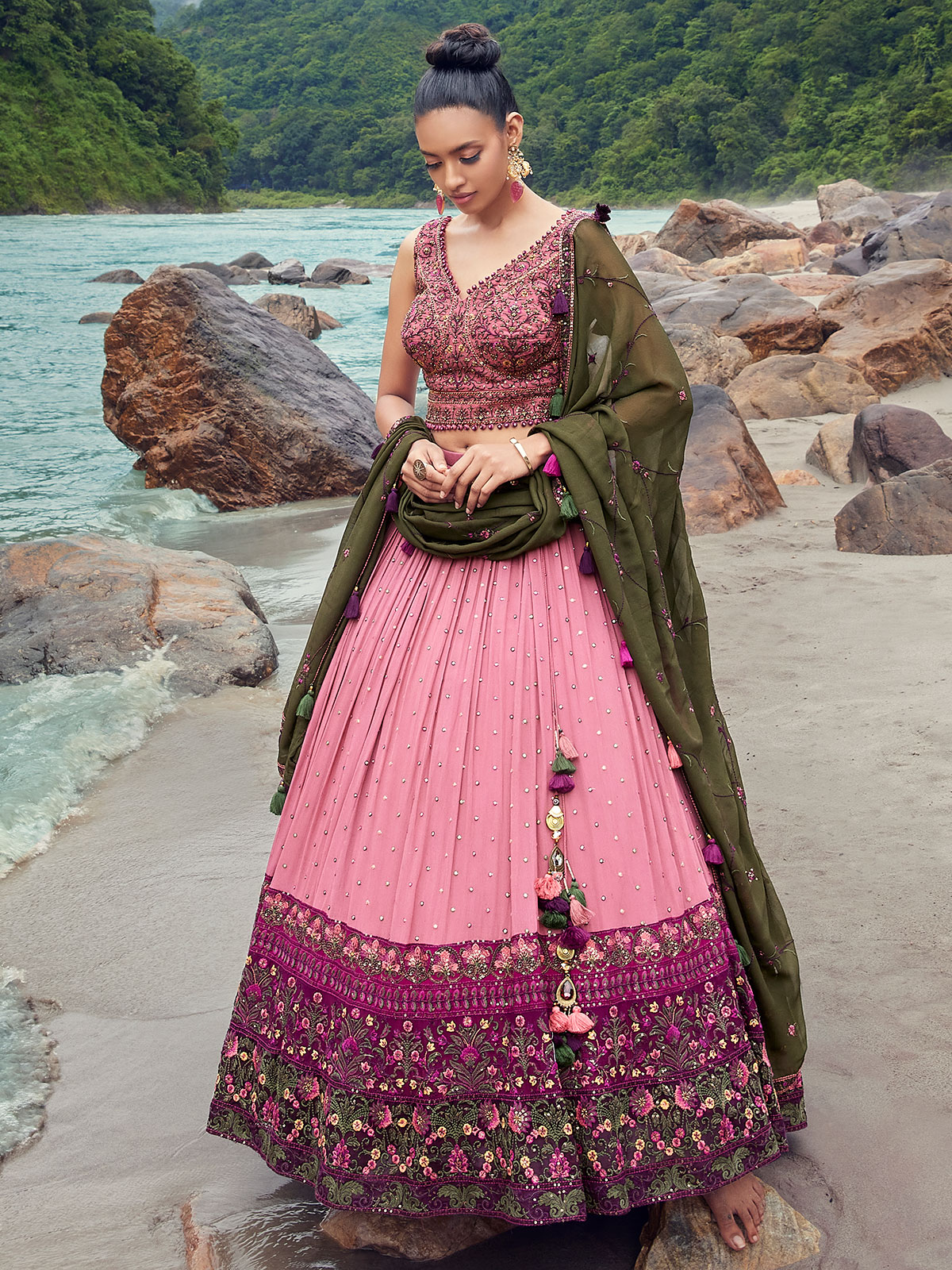 Exclusive Sangeet Wear Designer Pink Color Lehenga Choli In Crepe Fabr |  Lehenga choli, Pink lehenga, Nice dresses