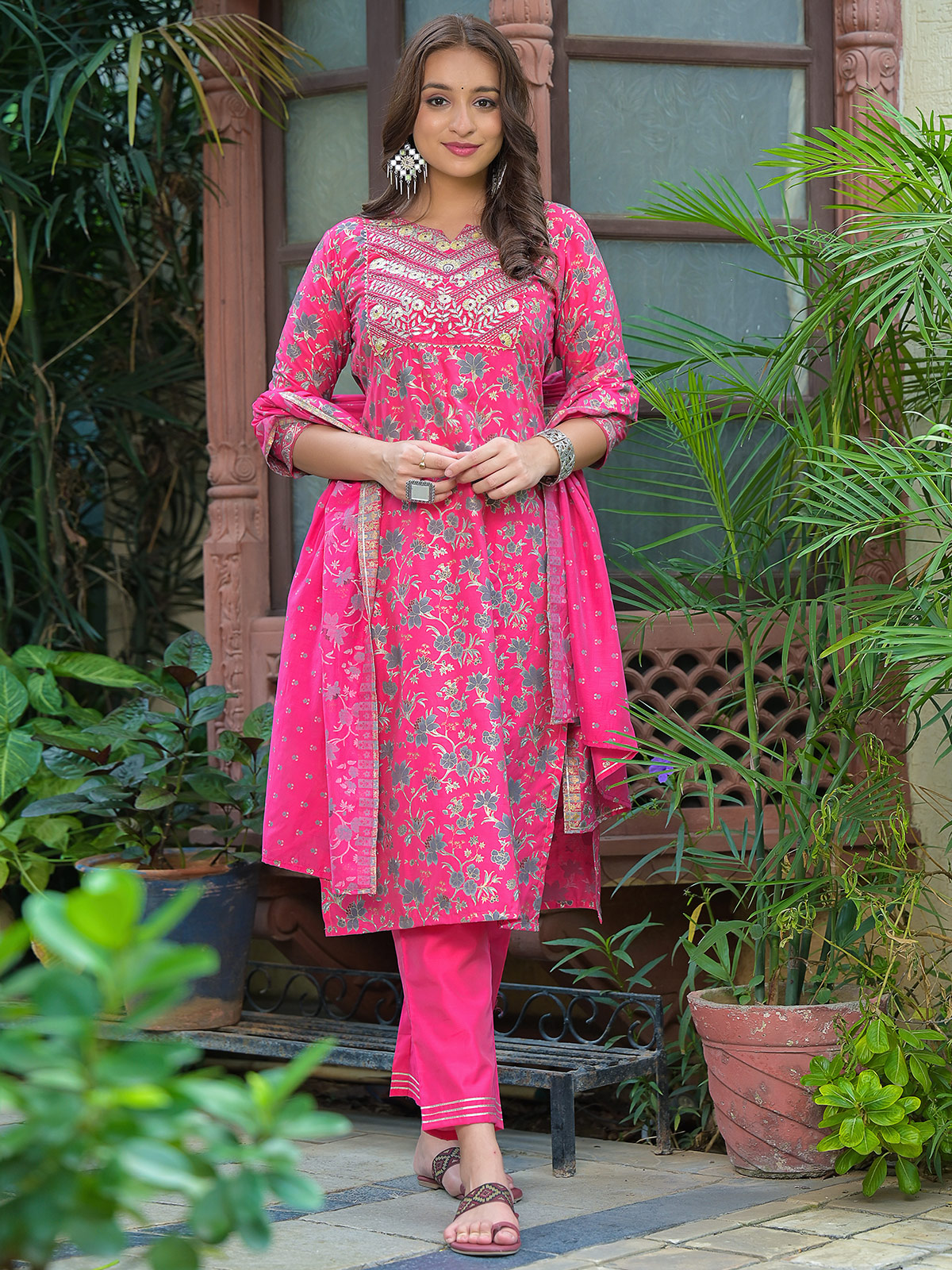 Raw silk readymade party wear kurti set deep purple with butta prints –  Maatshi
