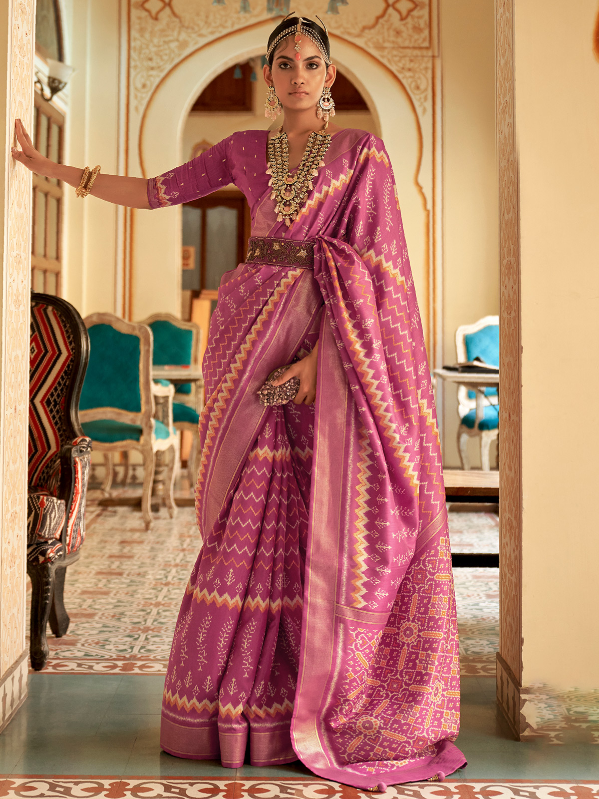Pink silk wedding wear printed saree - G3-WSA52896