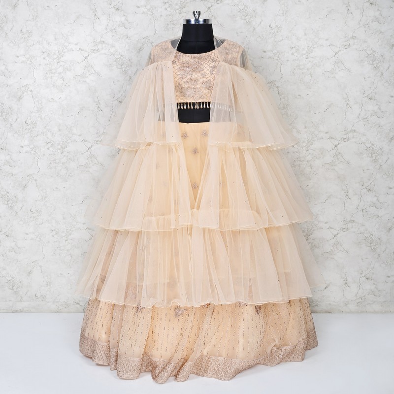 lehenga choli with long shrug