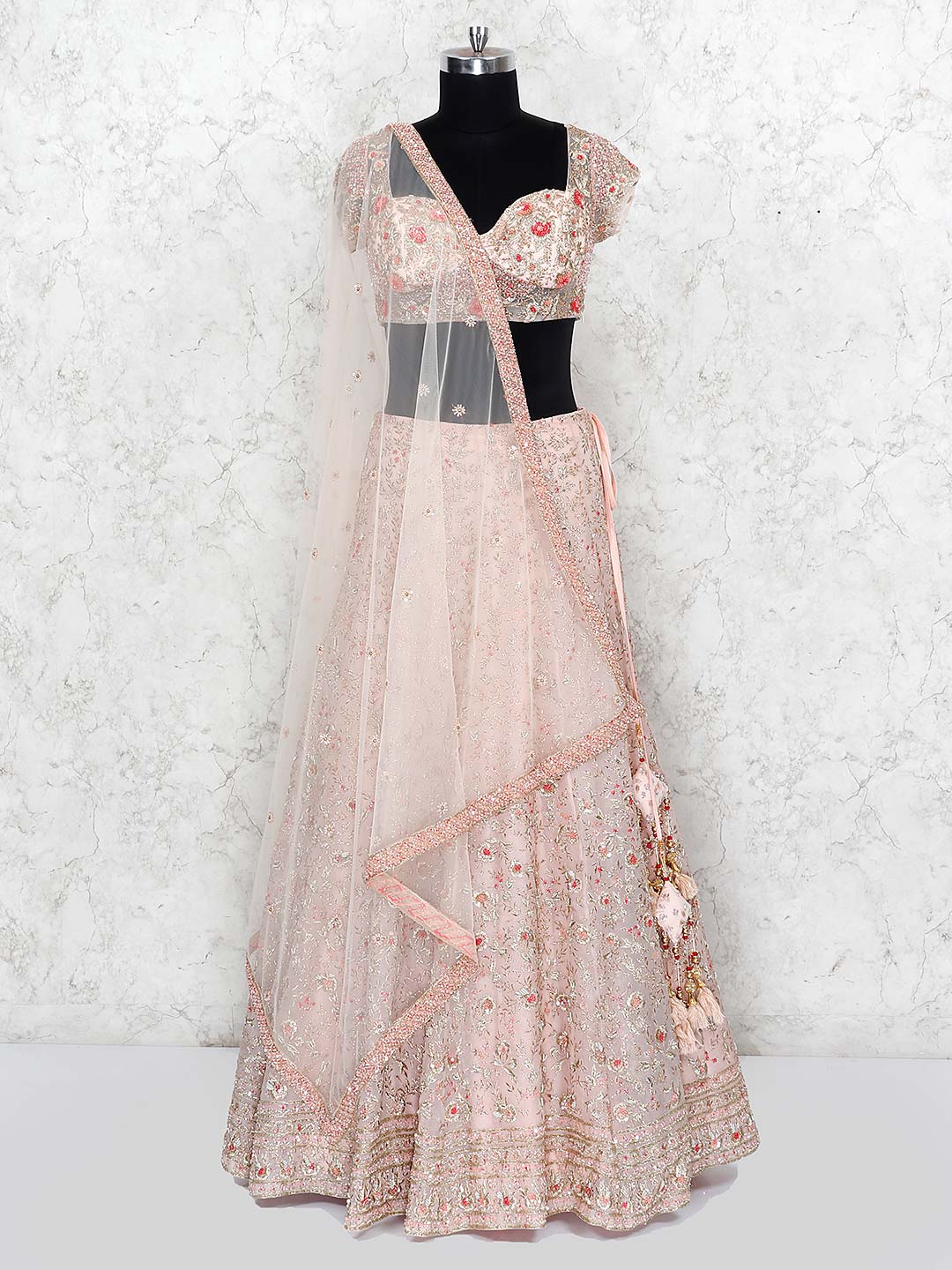 rose pink bridal lehenga