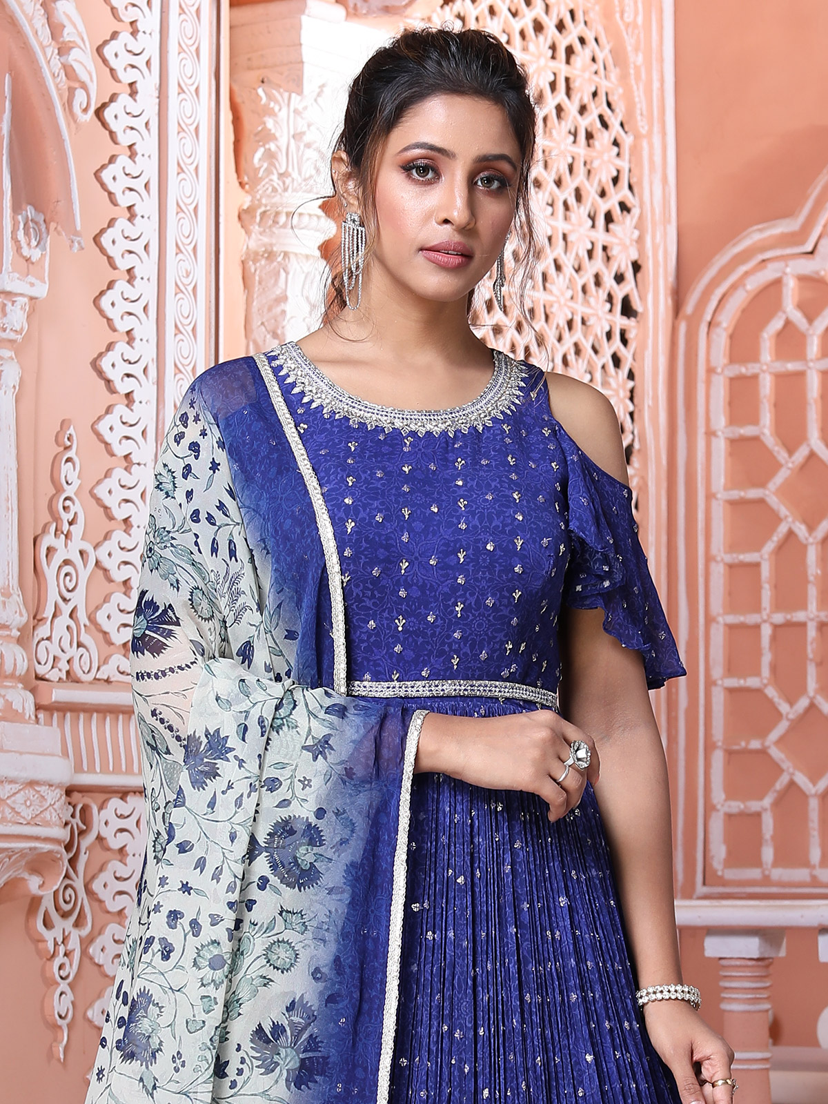 Royal Blue Golden Heavy Zari Work Anarkali Gown Suit - Indian Heavy Anarkali  Lehenga Gowns Sharara Sarees Pakistani Dresses in USA/UK/Canada/UAE -  IndiaBoulevard
