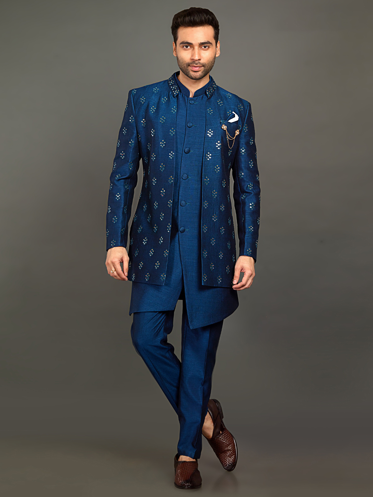Buy Blended Rayon Fabric Blue Indo Western Dress for Men Online at Best  Prices | Dulha Ghar